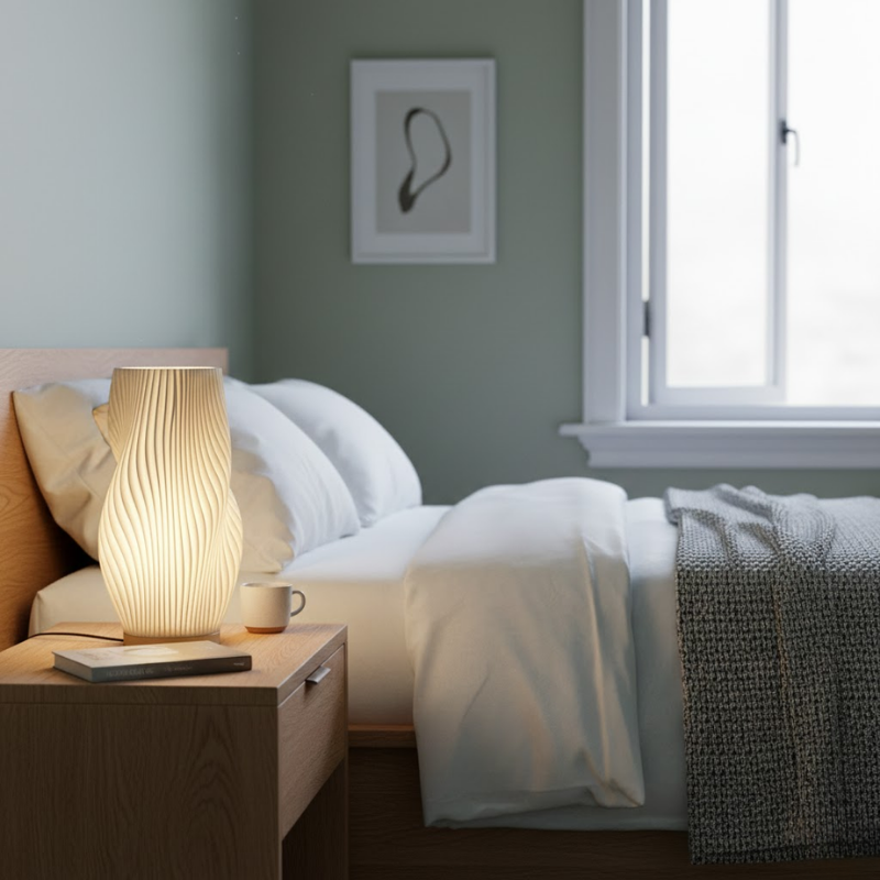 Modern wave table lamp with soft LED ambient light