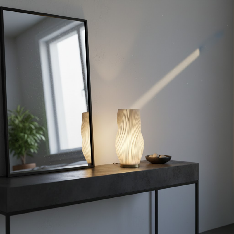 Modern wave table lamp with soft LED ambient light